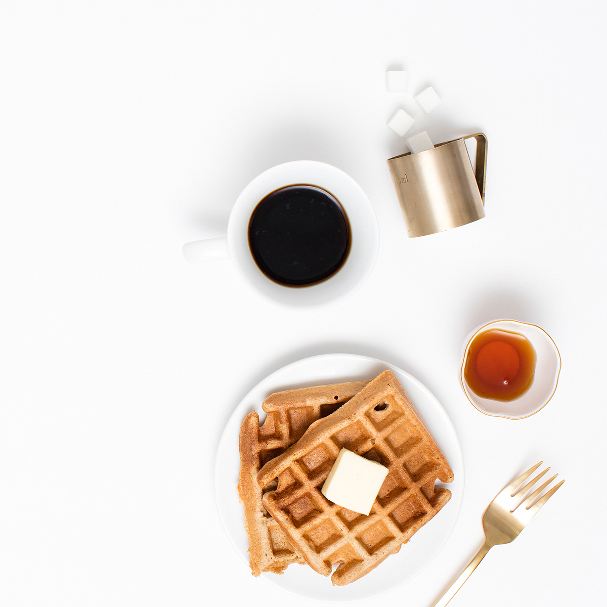 Stock Photo of Waffles, Coffee and Syrup